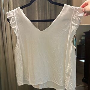 Elegant White Ruffle Sleeve Top